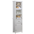 Alaterre Furniture Dorset Bathroom Storage Tower with Open Upper Shelves, Lower Cabinet and Drawer ANVA7678WH